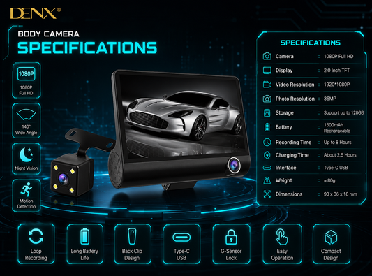 Denx - Dashcam 3 Camera System